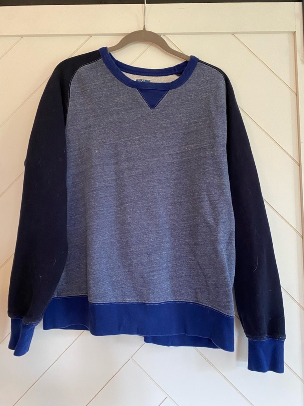 J. Crew Three-Tone Blue Crewneck Sweater